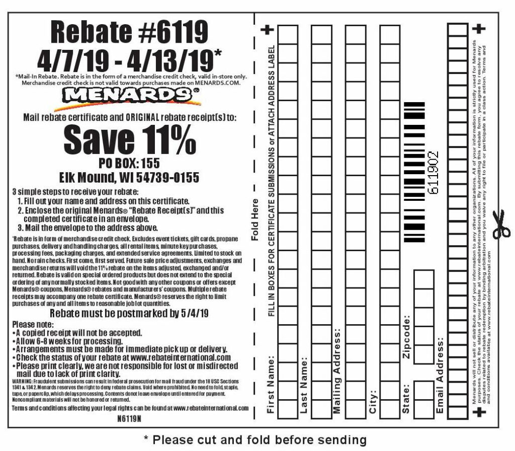 Expired Menards Rebate Forms