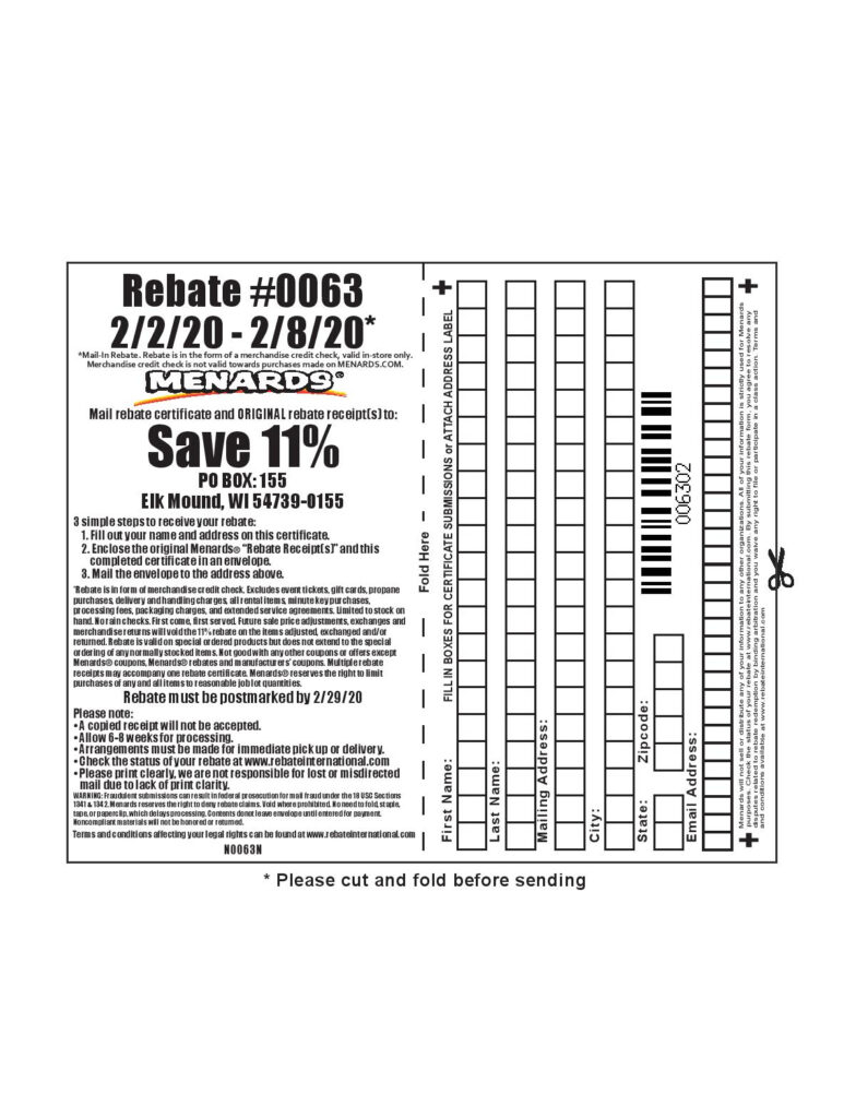 Menard 11 Rebate Forms