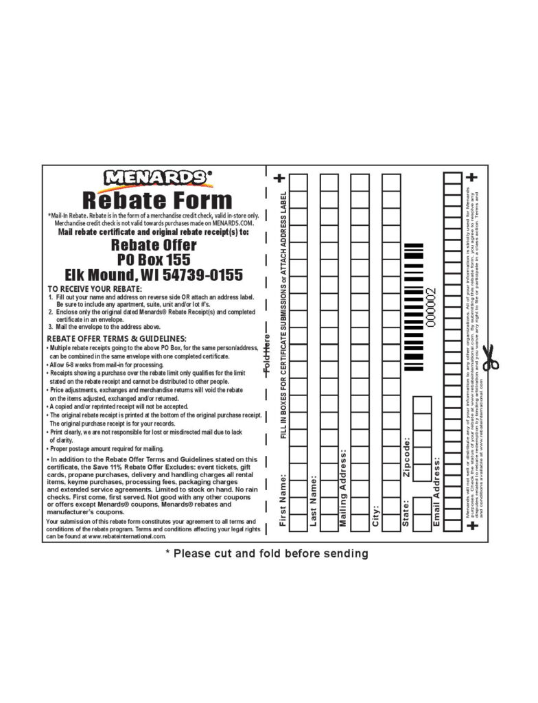 Menards 11 Rebate Adjustment Form 2022