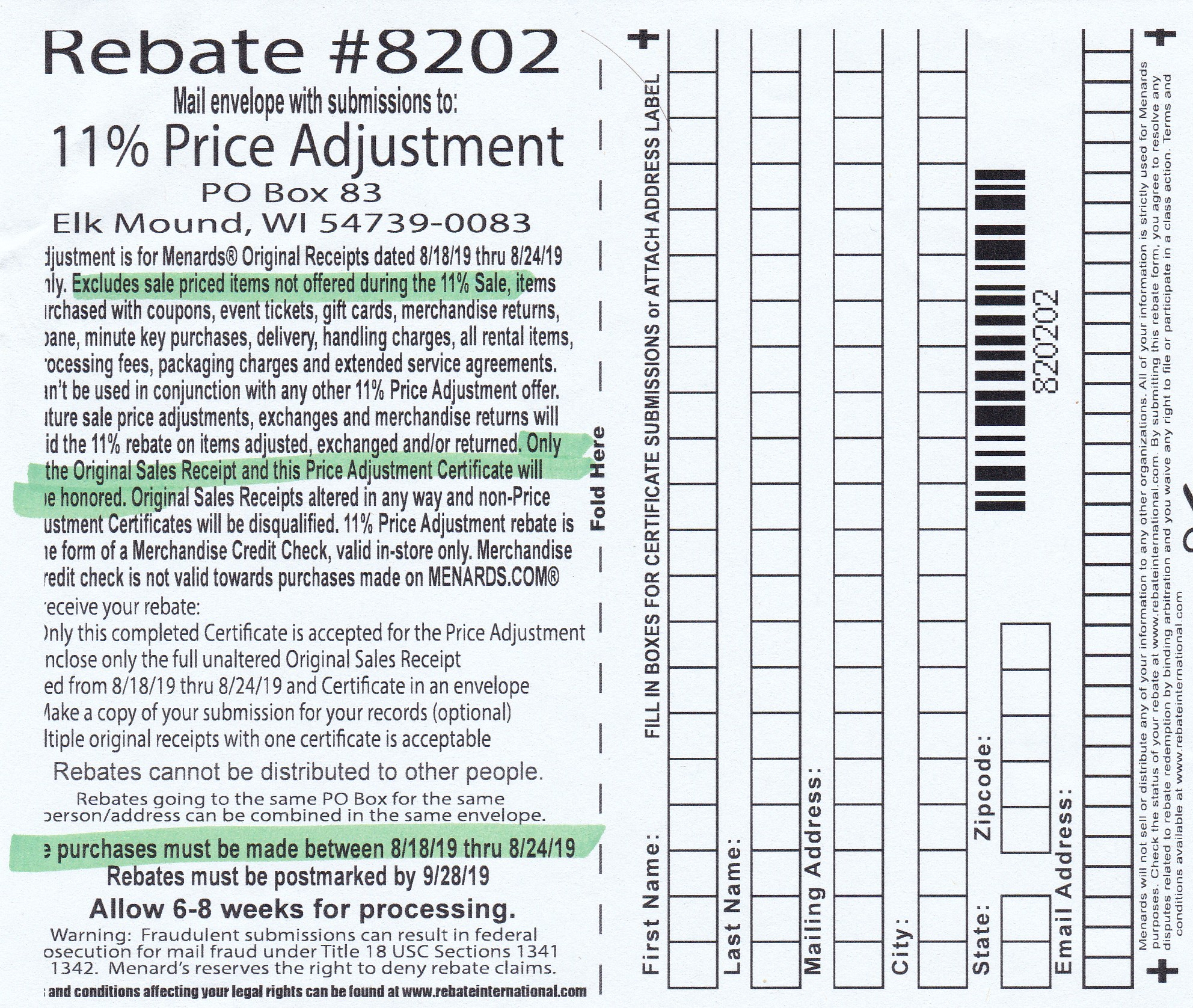 Menards 11 Rebate Form January 2022