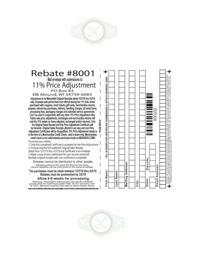 Menards 5459 Rebate Form