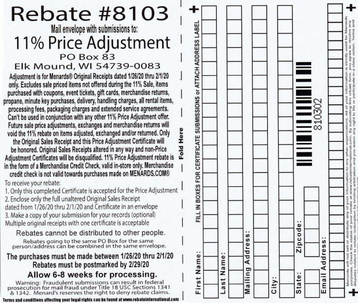 Menards 5879 Printable Rebate Forms