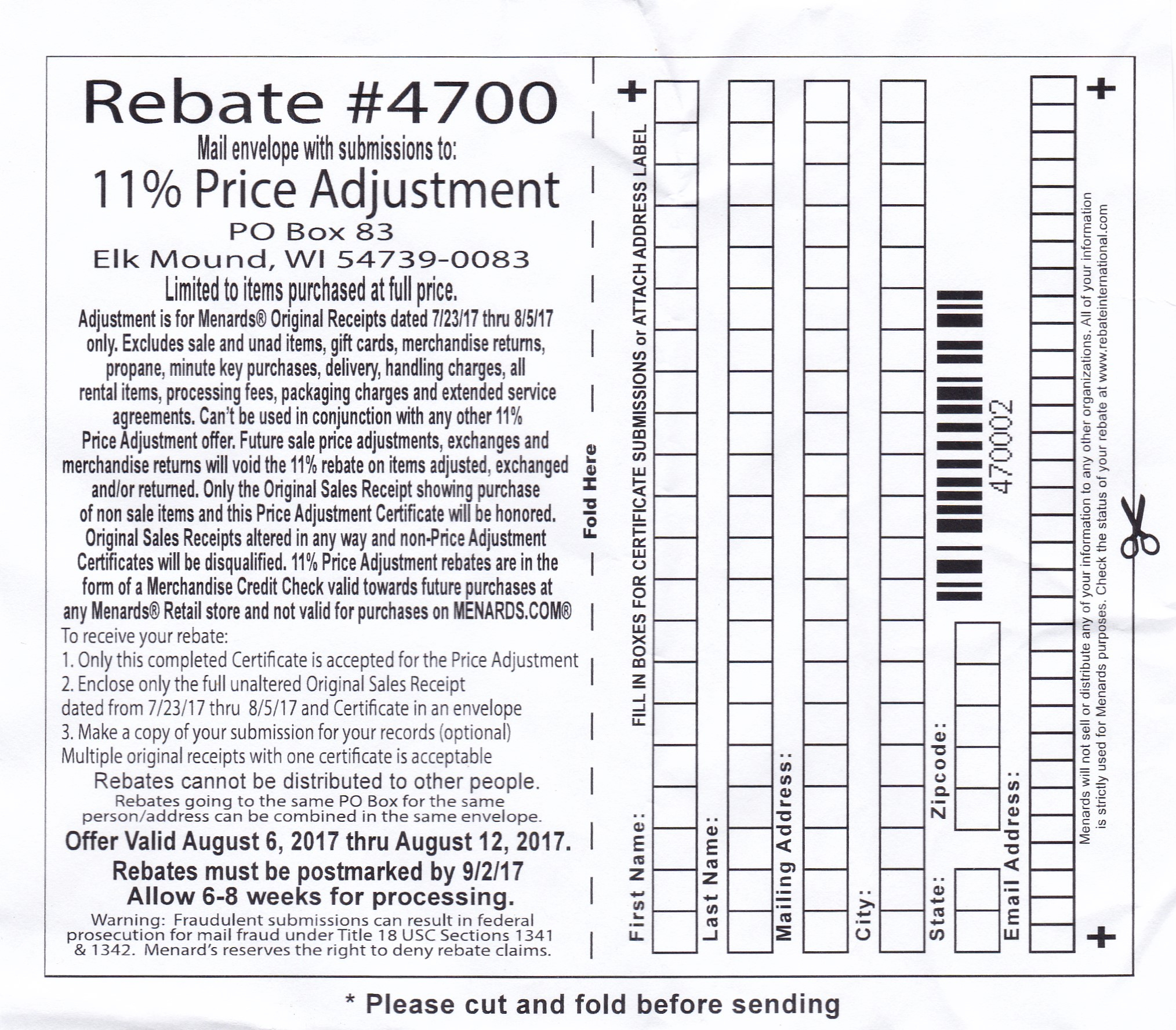 Menards Price Adjustment Rebate Form 7 7 2024 Menards Price Adjustment Rebate Form 7 7 2022