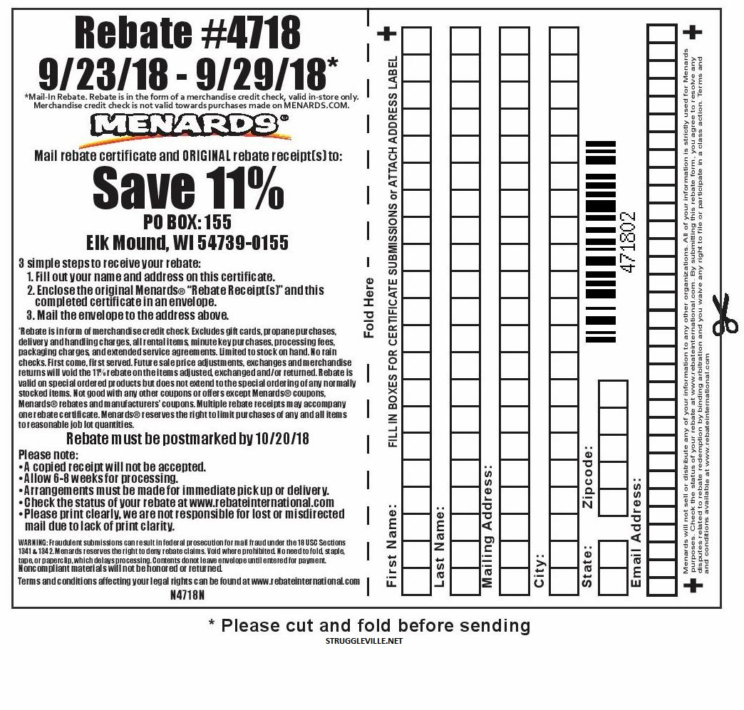 Menards 11 Rebate Form Online