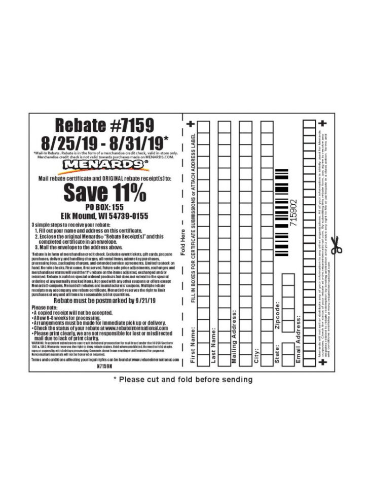 Menards Rebate Form 2022 Printable