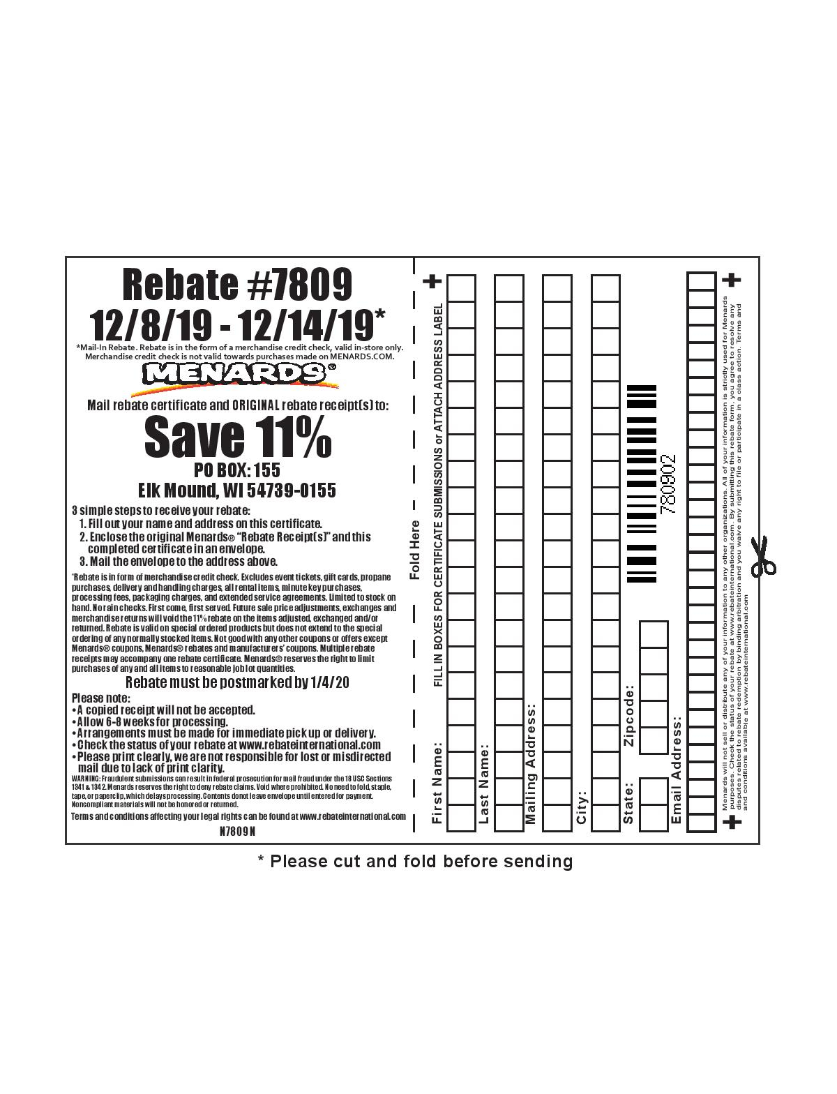 Menards Rebate Form 6399 Expired Form