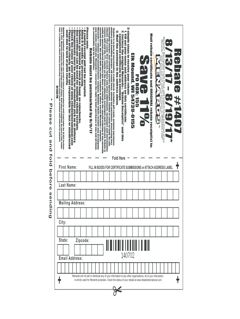 Menards Rebate Forms 1397