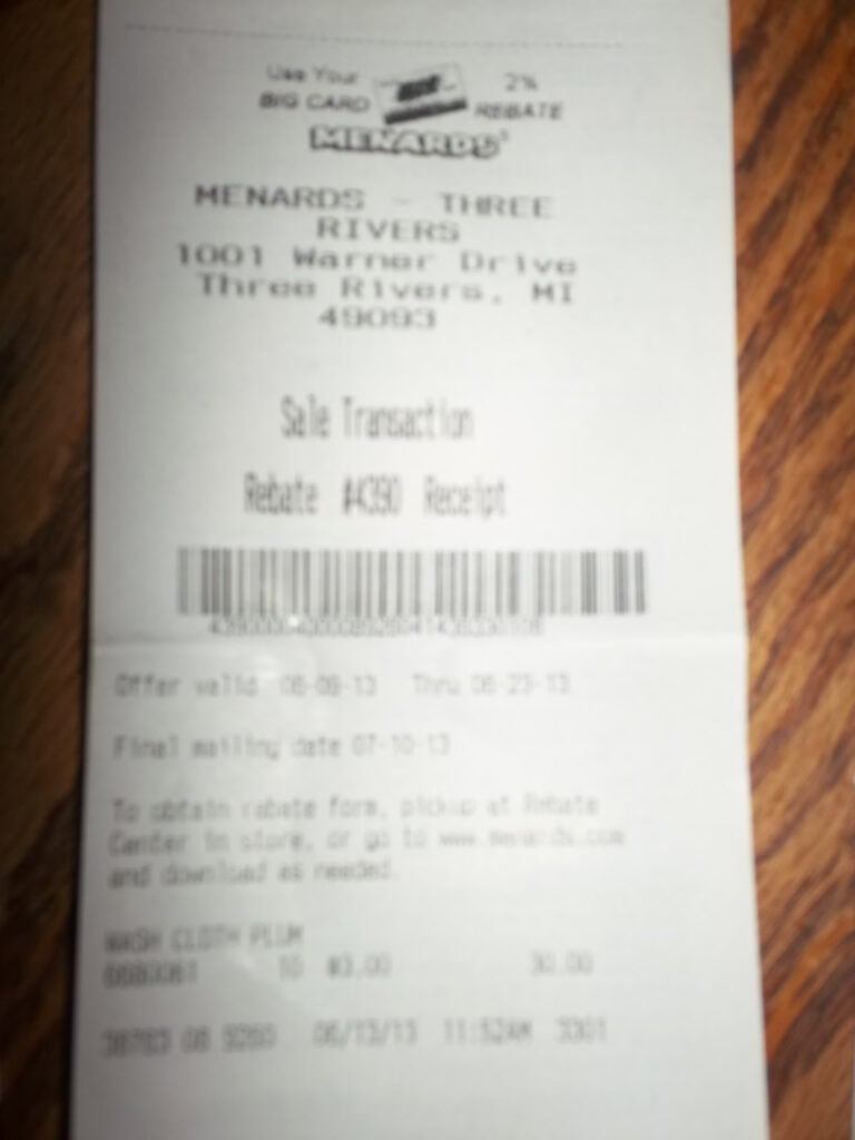 Menards Rebate Receipt Lookup