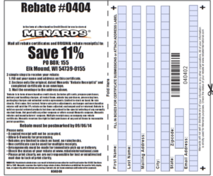 Menards January 2023 Rebate