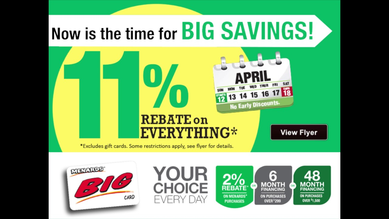 Menards 11 Rebate YouTube Does Menards Have Their 11 Rebate Going On Right Now