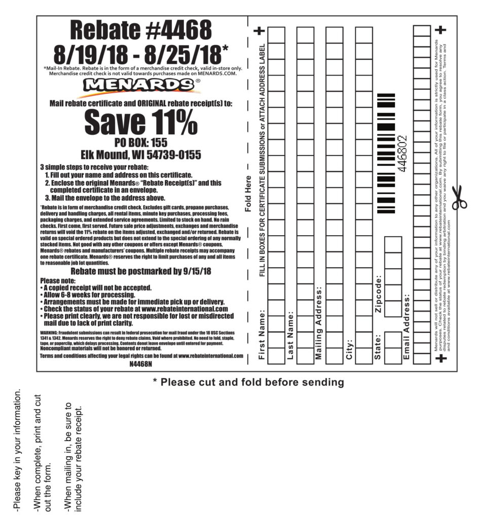 Can You Fill Out Menards Rebates On Line
