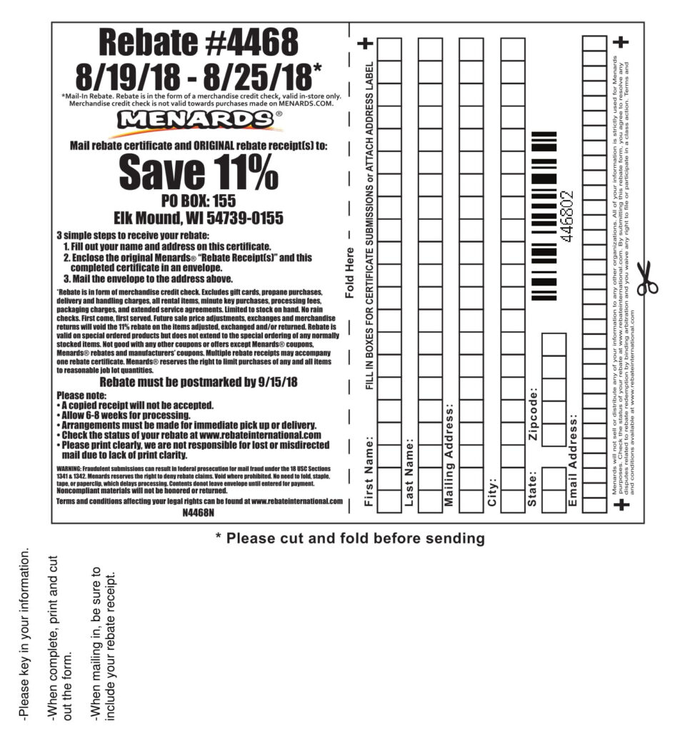 Menards Rebate Status Lookup