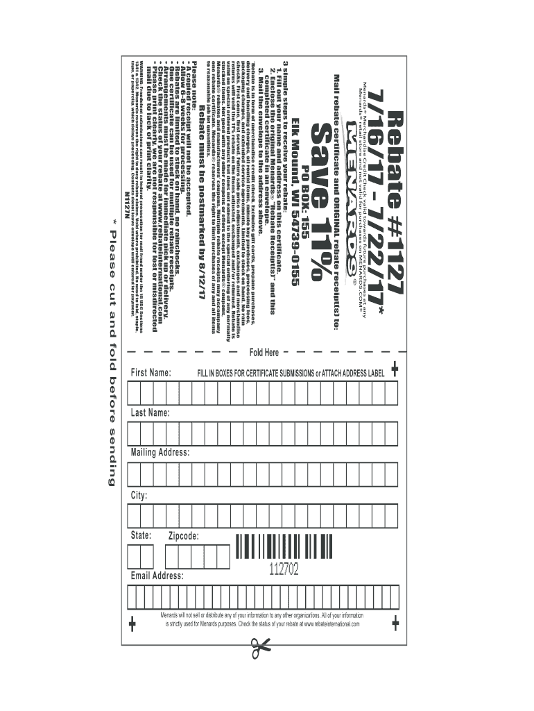 Fill Out Menards Rebate Online