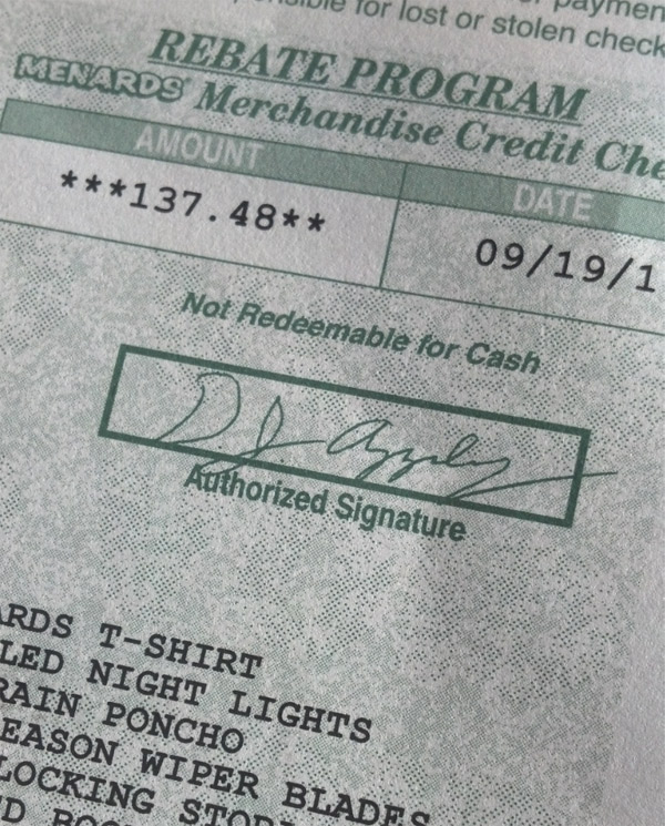 Menards Rebate Check Lost In Mail