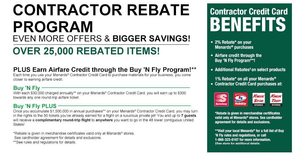 Menards Contractor Card Rebates