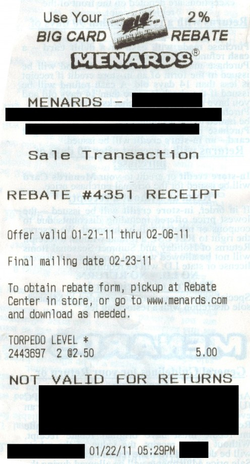 Menards Rebate Remaining Balance