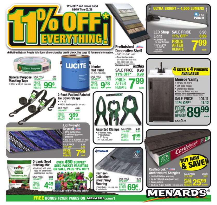 Menards 11 Rebate December