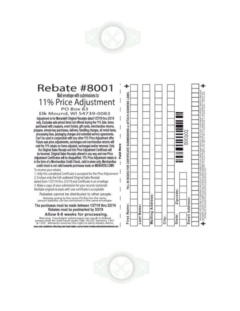 Menards 11 Rebate Schedule