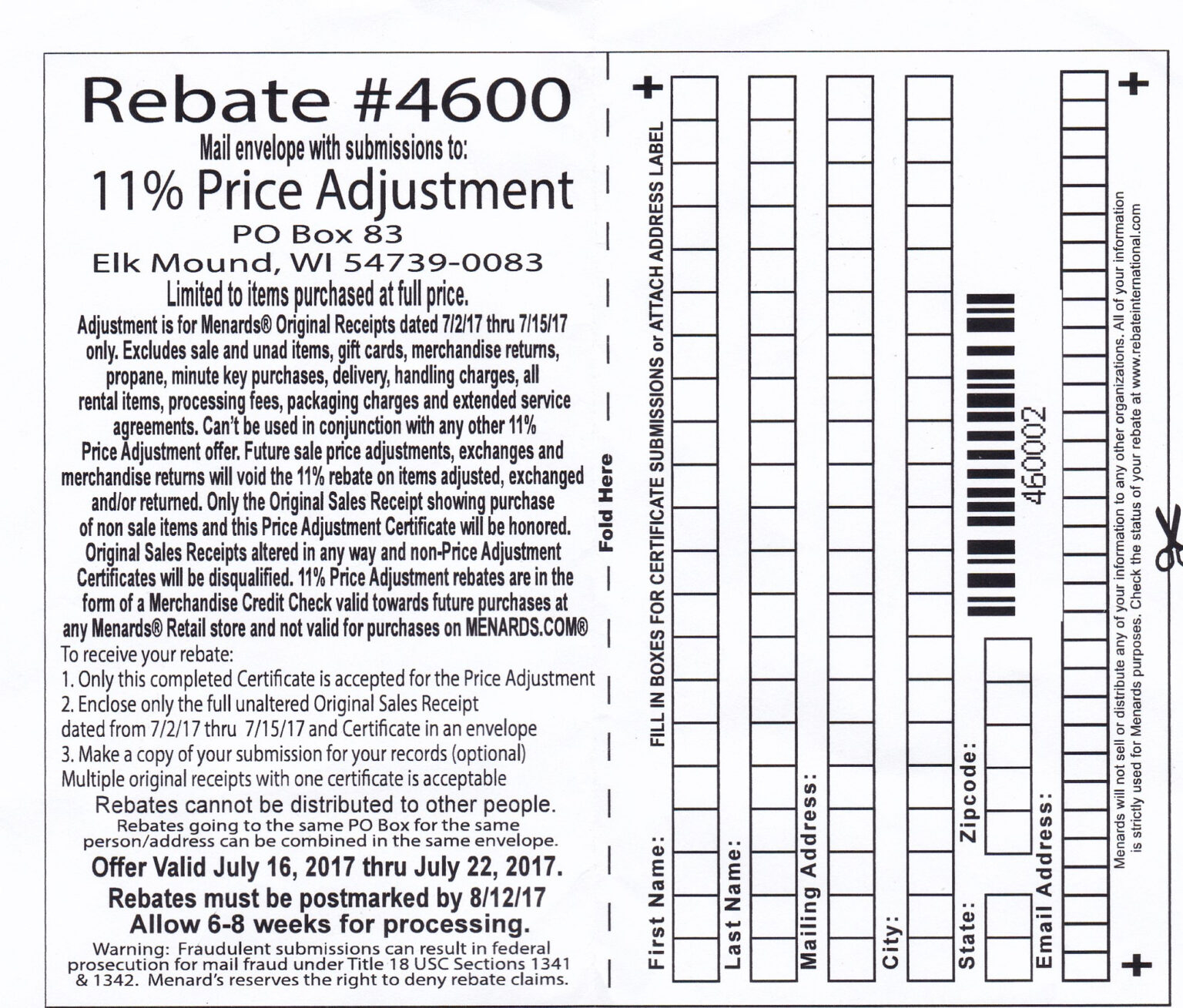 Print Expired Menards Rebate Forms MenardsRebate Form Expired Menards Rebates